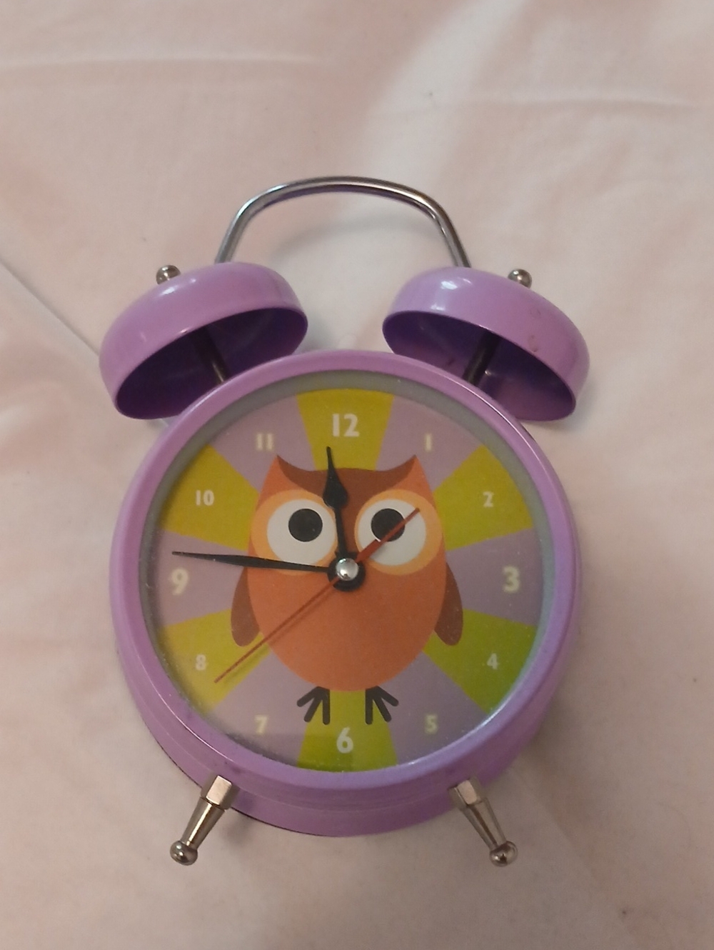 Purple Owl Twin Bell Alarm Clock - Cute Kids Bedside Clock